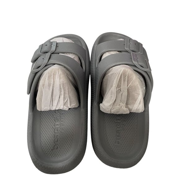 Beach Slides By JSlides Grey EVA Double Buckle Sandals Women 7M Summer Coastal - Picture 13 of 13
